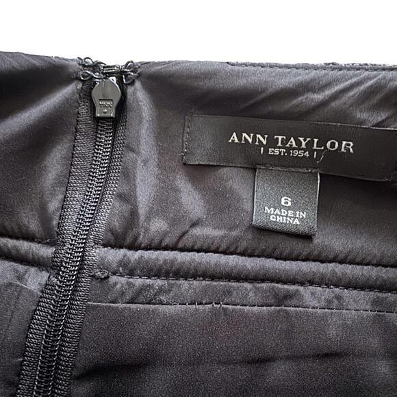 Ann Taylor Mini Pencil Skirt Wool blend Women's Sz 6 Black Tan Tweed Academia - Picture 4 of 11